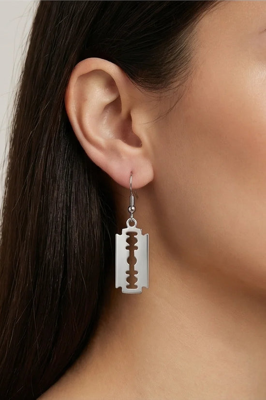 The Urban Edge: Industrial Razor Blade Earrings