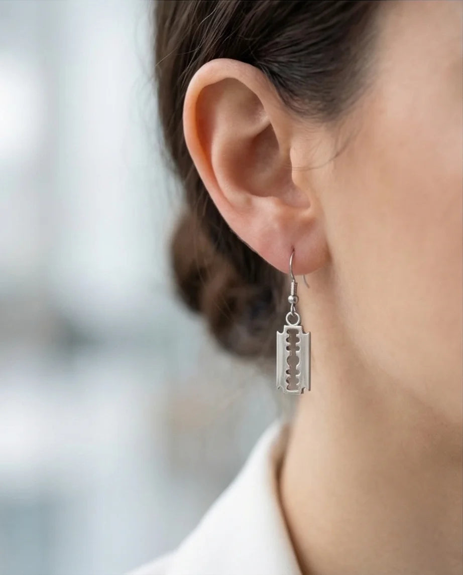 The Urban Edge: Industrial Razor Blade Earrings