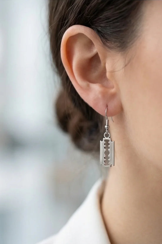 The Urban Edge: Industrial Razor Blade Earrings