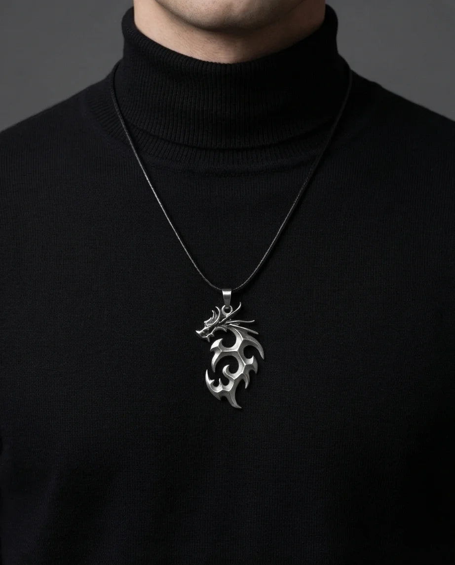 Cobalt Soul: Neon-Pulse Dragon Necklace