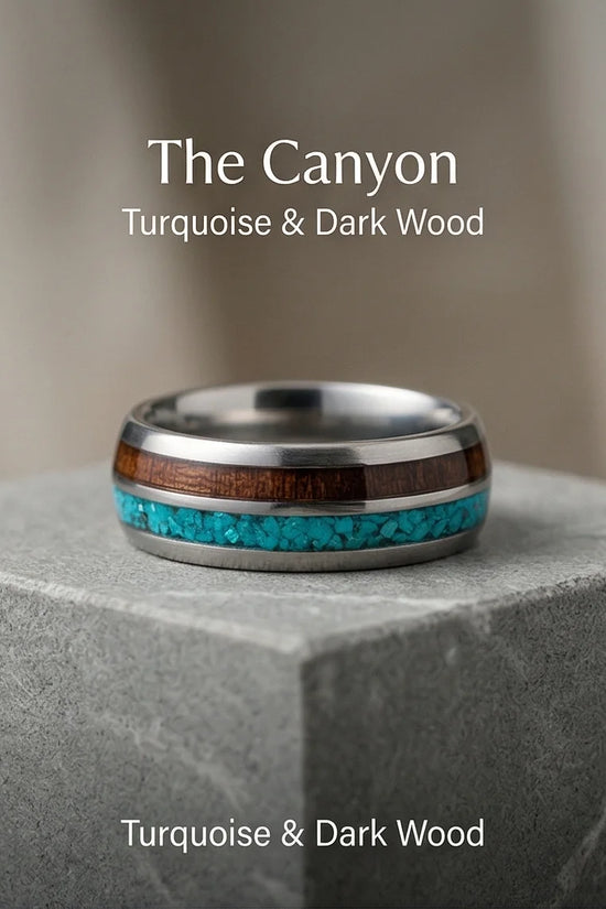 The Azure Horizon: Wood & Crushed Opal Fusion Band