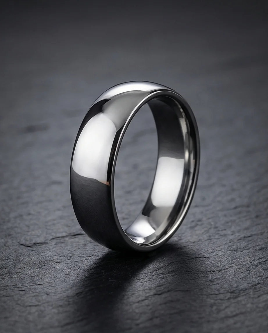 Titan Gloss: Bold Minimalist Mirror-Finish Ring