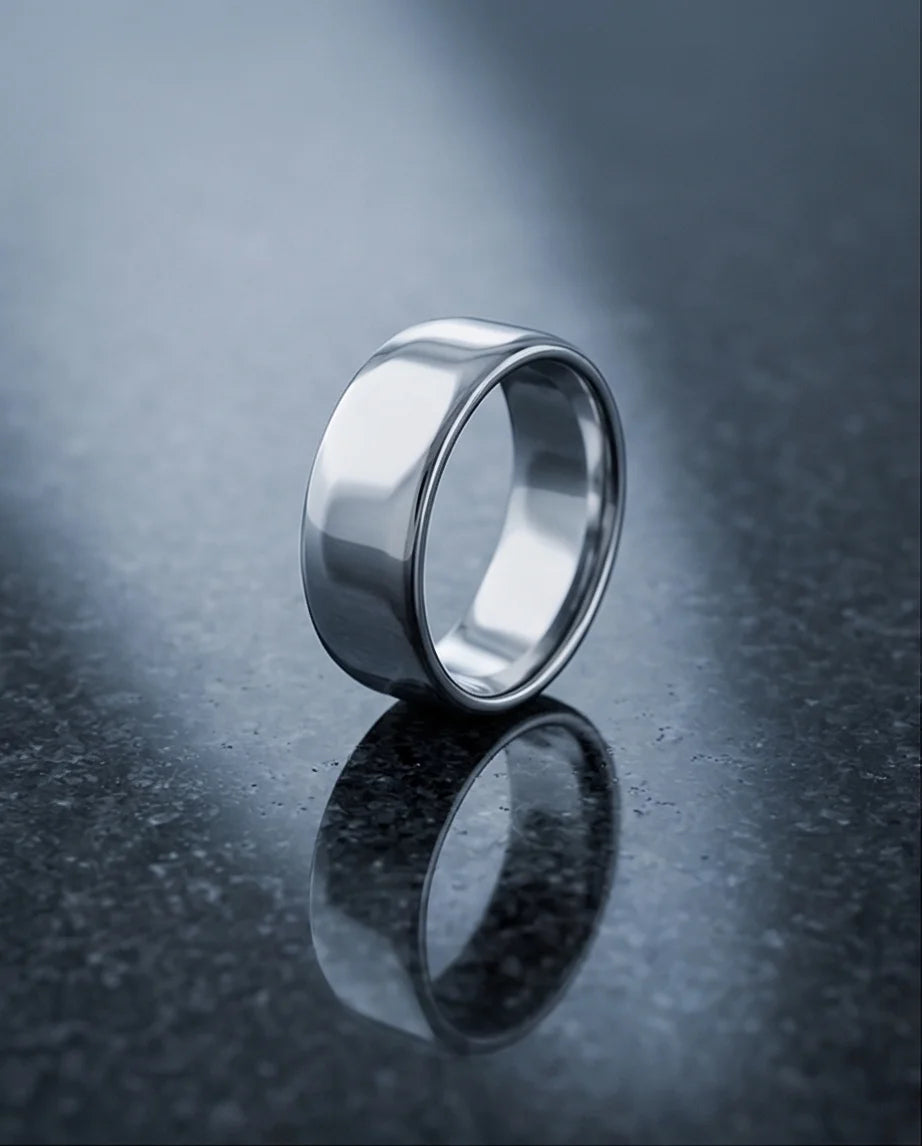 Titan Gloss: Bold Minimalist Mirror-Finish Ring