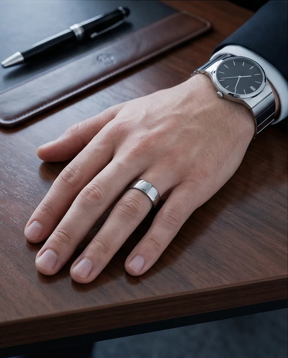 Titan Gloss: Bold Minimalist Mirror-Finish Ring