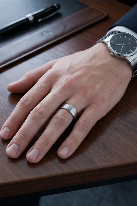 Titan Gloss: Bold Minimalist Mirror-Finish Ring
