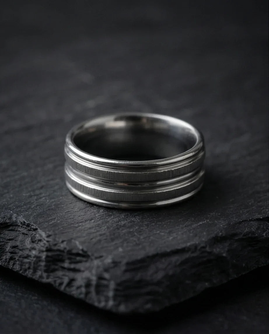 The Iron Meridian: Brushed Steel Multi-Level Band