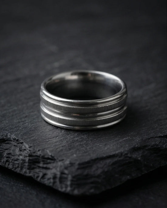 The Iron Meridian: Brushed Steel Multi-Level Band