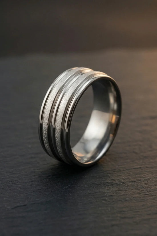 The Iron Meridian: Brushed Steel Multi-Level Band