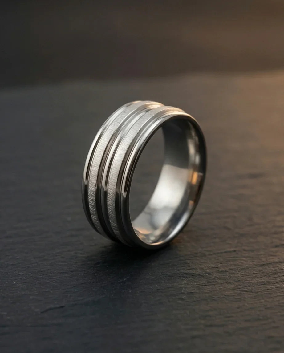 The Iron Meridian: Brushed Steel Multi-Level Band