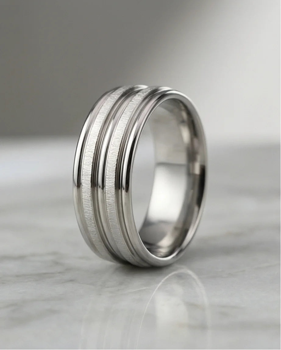The Iron Meridian: Brushed Steel Multi-Level Band