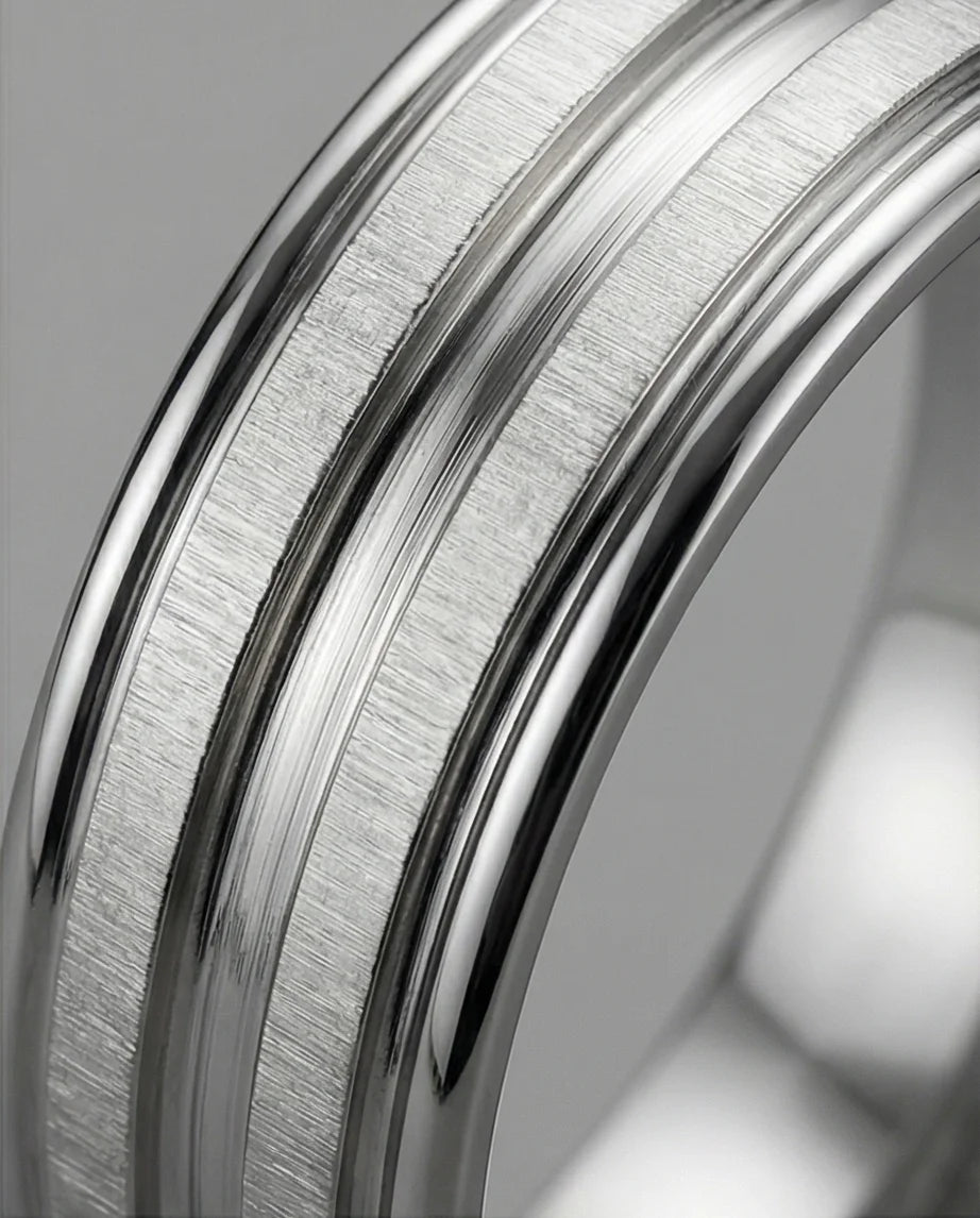 The Iron Meridian: Brushed Steel Multi-Level Band