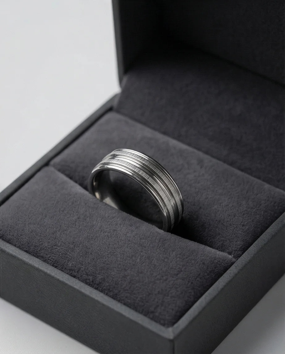 The Iron Meridian: Brushed Steel Multi-Level Band