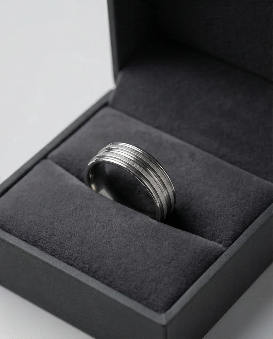 The Iron Meridian: Brushed Steel Multi-Level Band