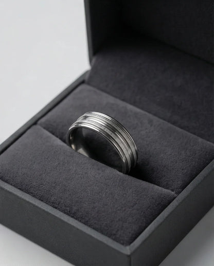 The Iron Meridian: Brushed Steel Multi-Level Band
