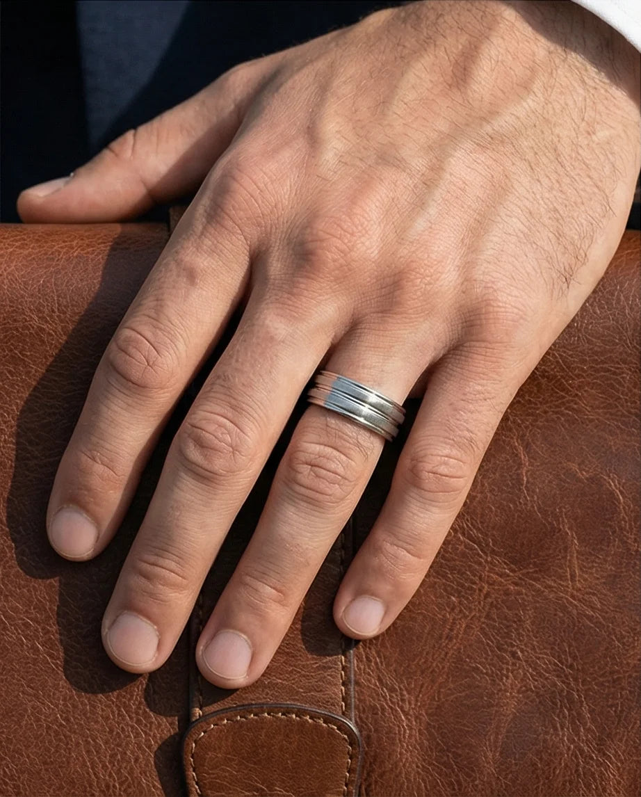 The Iron Meridian: Brushed Steel Multi-Level Band