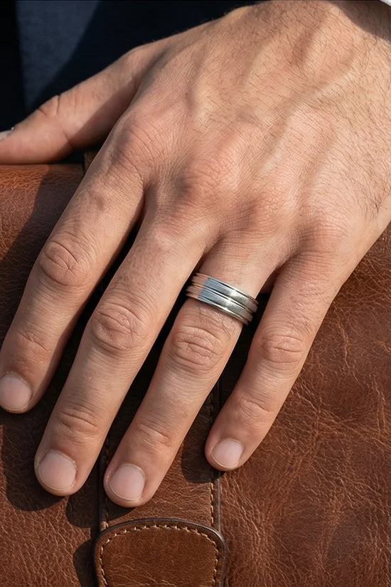 The Iron Meridian: Brushed Steel Multi-Level Band