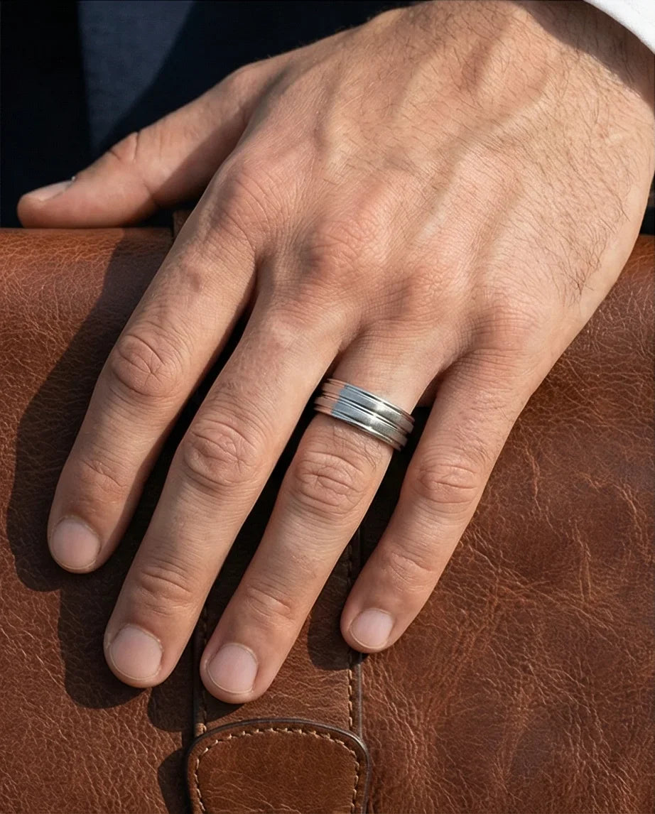 The Iron Meridian: Brushed Steel Multi-Level Band