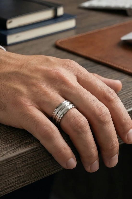 The Iron Meridian: Brushed Steel Multi-Level Band
