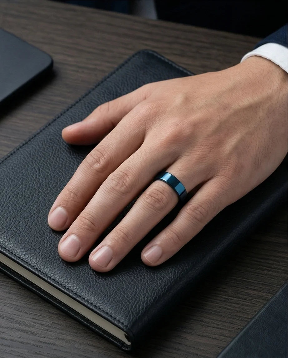 The Cobalt Rift: Brushed Metallic Blue Band