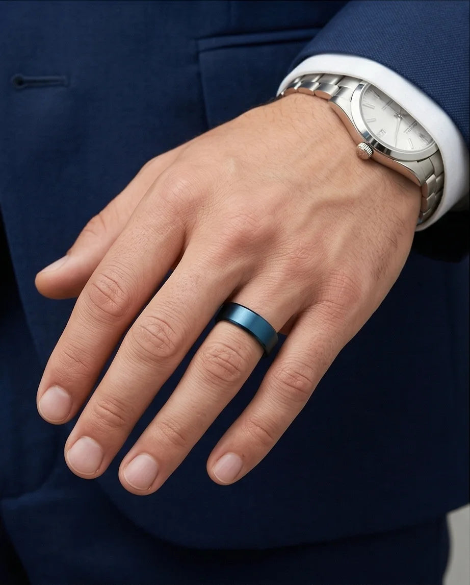 The Cobalt Rift: Brushed Metallic Blue Band