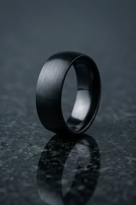 Midnight Satin: Sleek Industrial Statement Ring