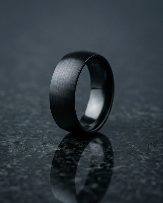 Midnight Satin: Sleek Industrial Statement Ring