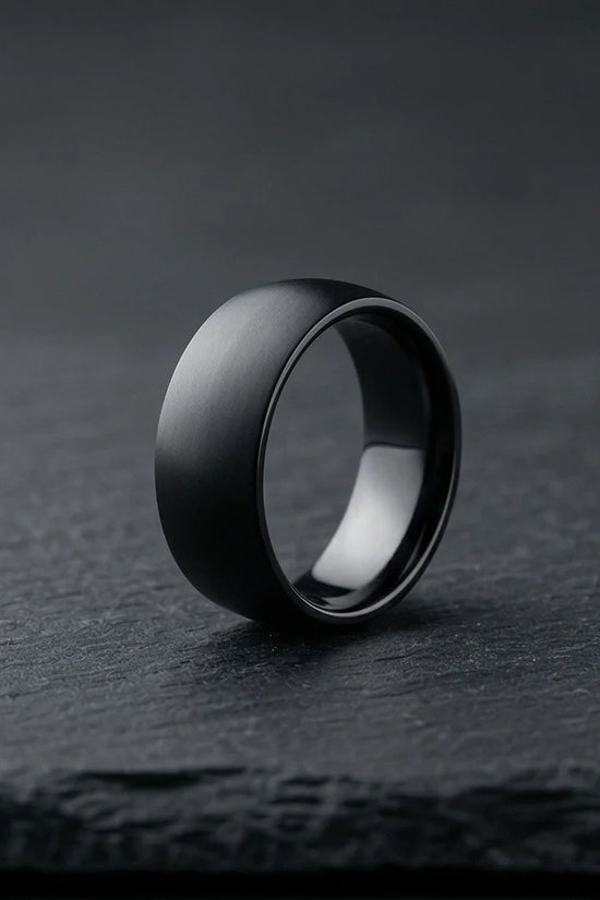 Midnight Satin: Sleek Industrial Statement Ring