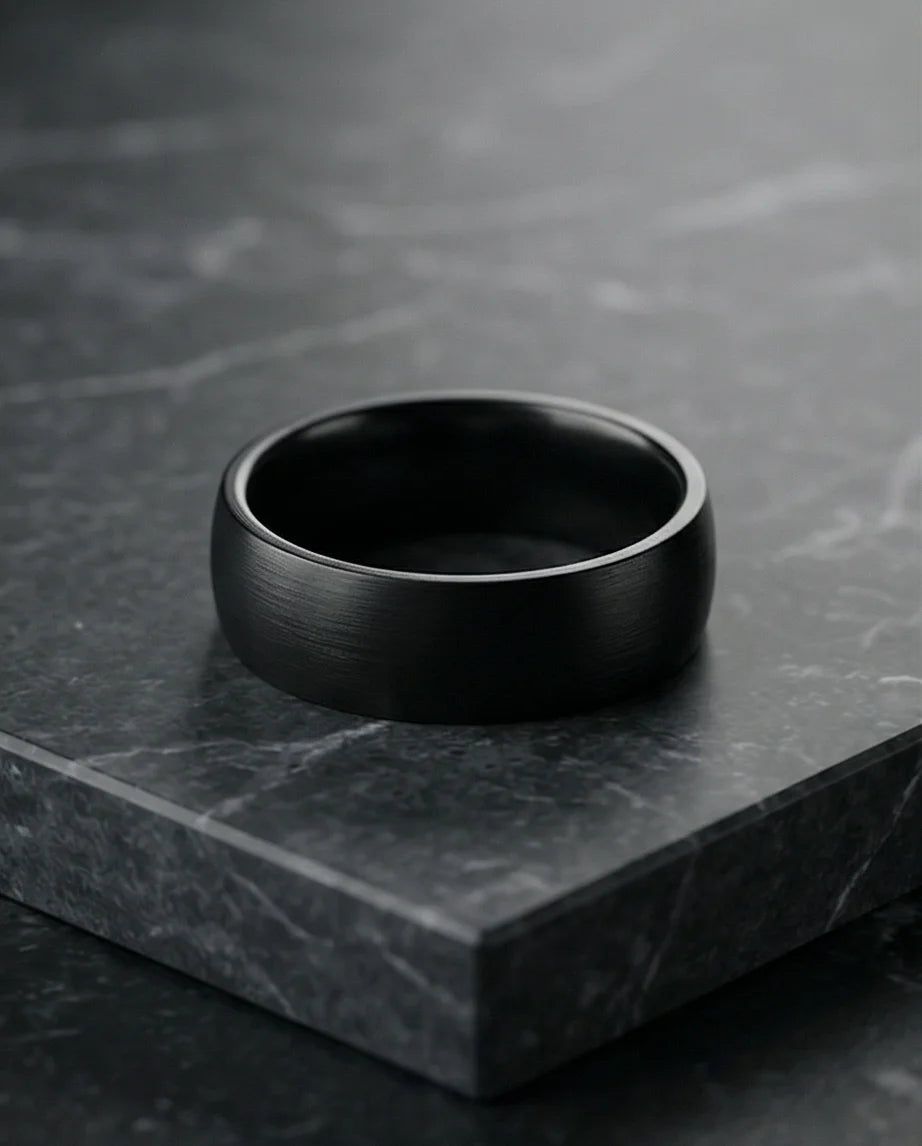 Midnight Satin: Sleek Industrial Statement Ring