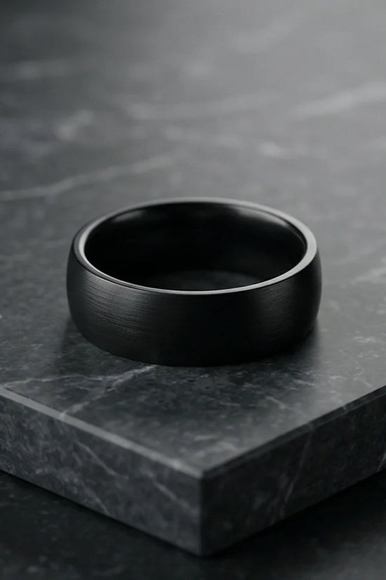 Midnight Satin: Sleek Industrial Statement Ring