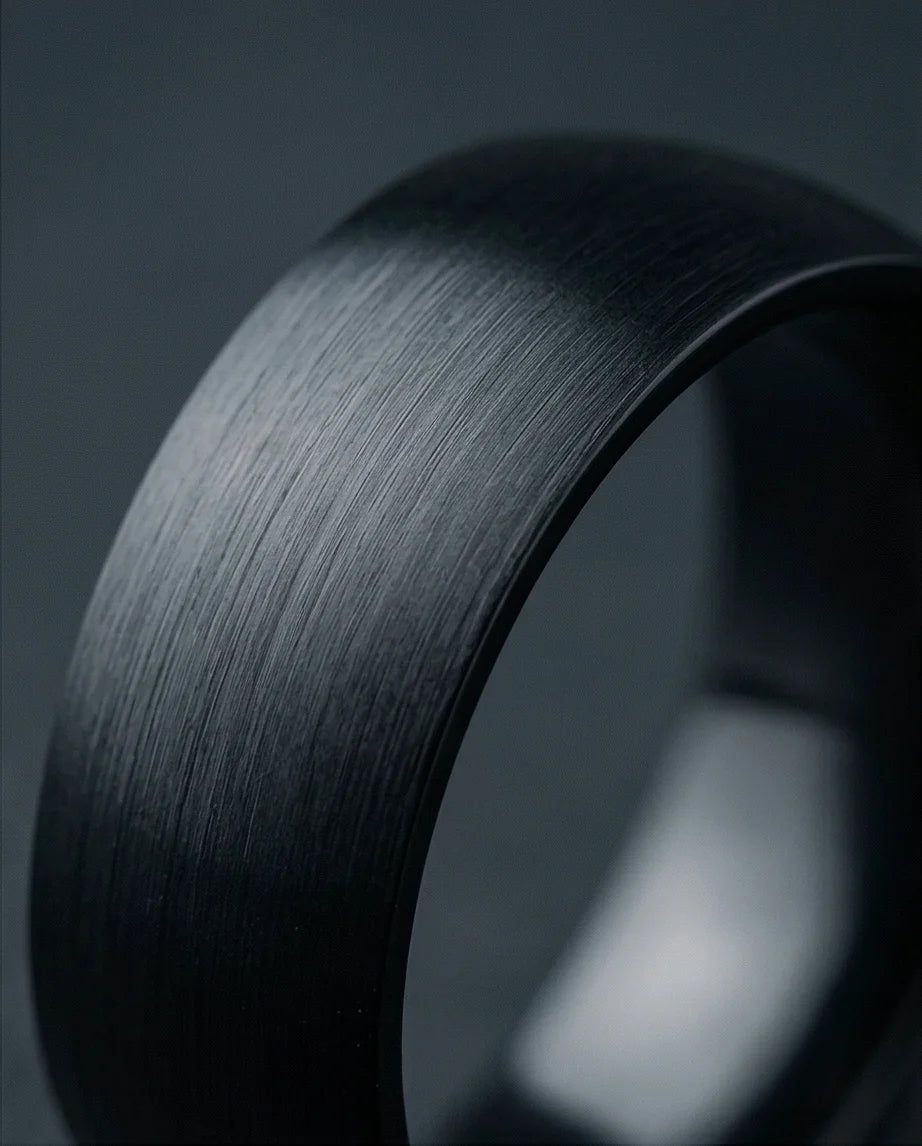 Midnight Satin: Sleek Industrial Statement Ring