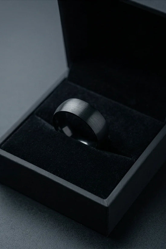 Midnight Satin: Sleek Industrial Statement Ring