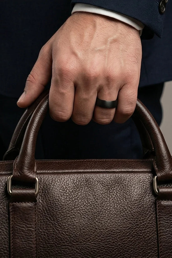 Midnight Satin: Sleek Industrial Statement Ring