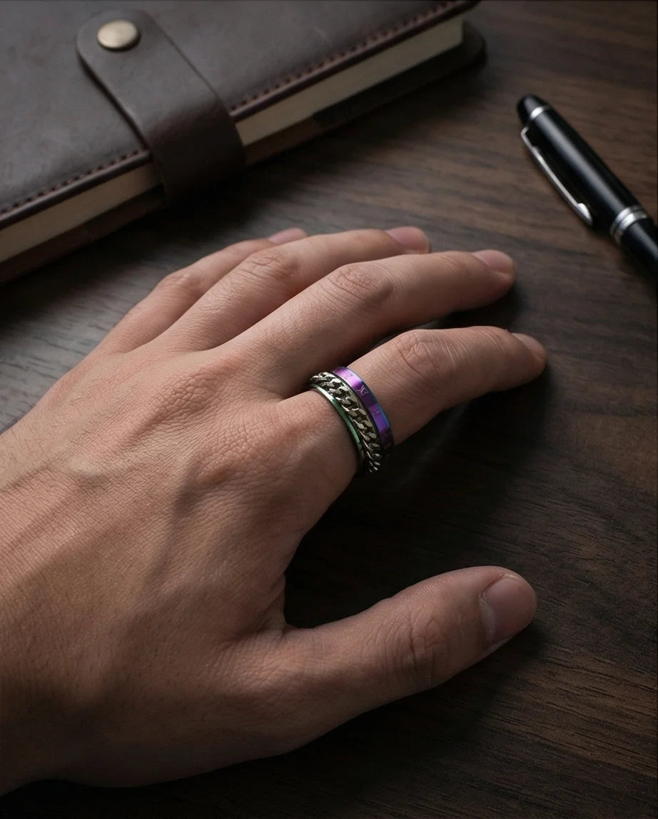 The Empire Rift: Rainbow Chain Link Fidget Ring