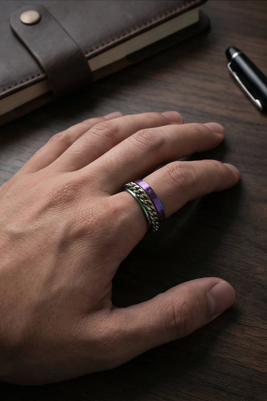 The Empire Rift: Rainbow Chain Link Fidget Ring