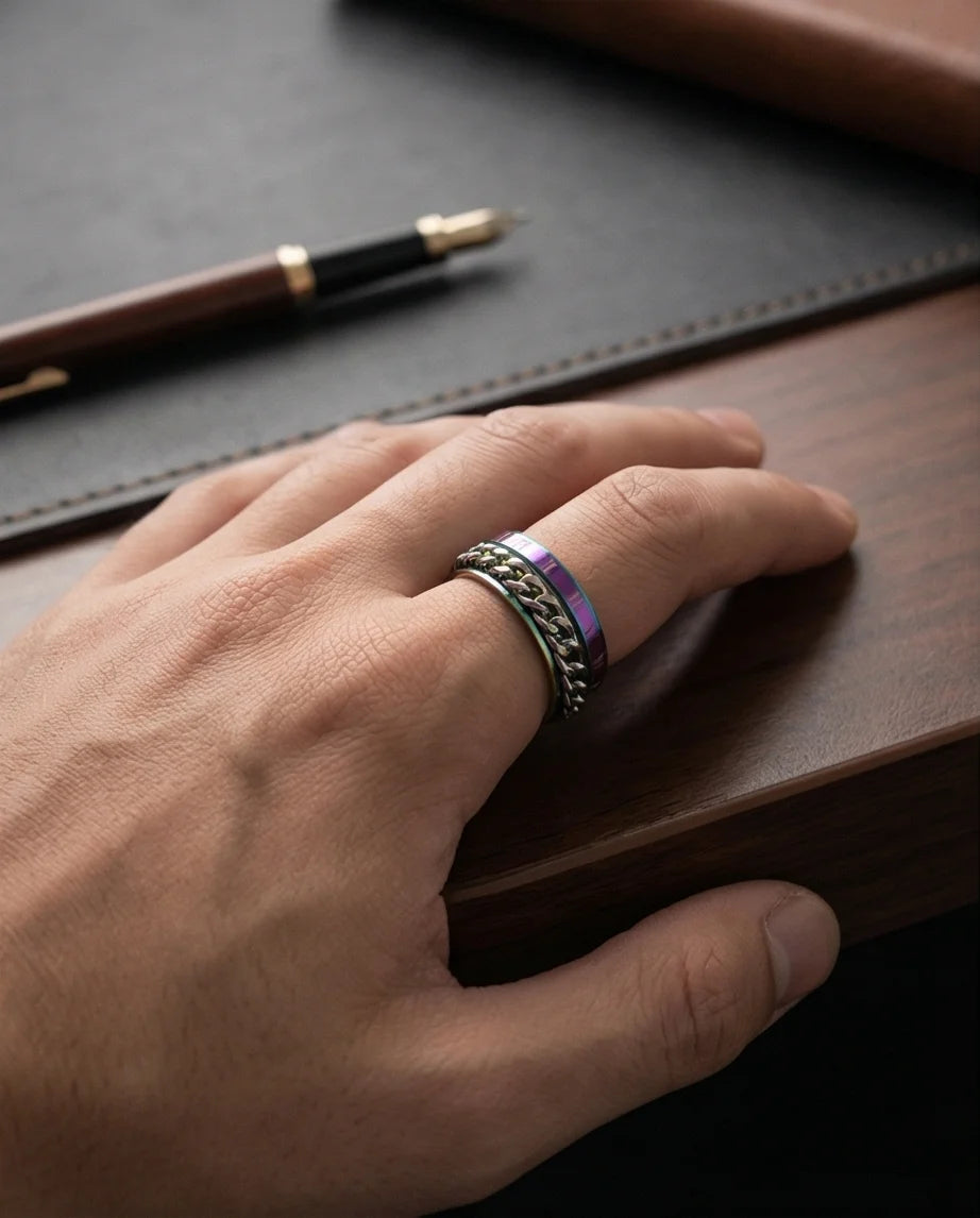 The Empire Rift: Rainbow Chain Link Fidget Ring