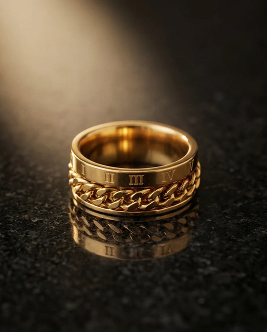 Aurelian Axis: Polished Gold-Tone Fidget Band