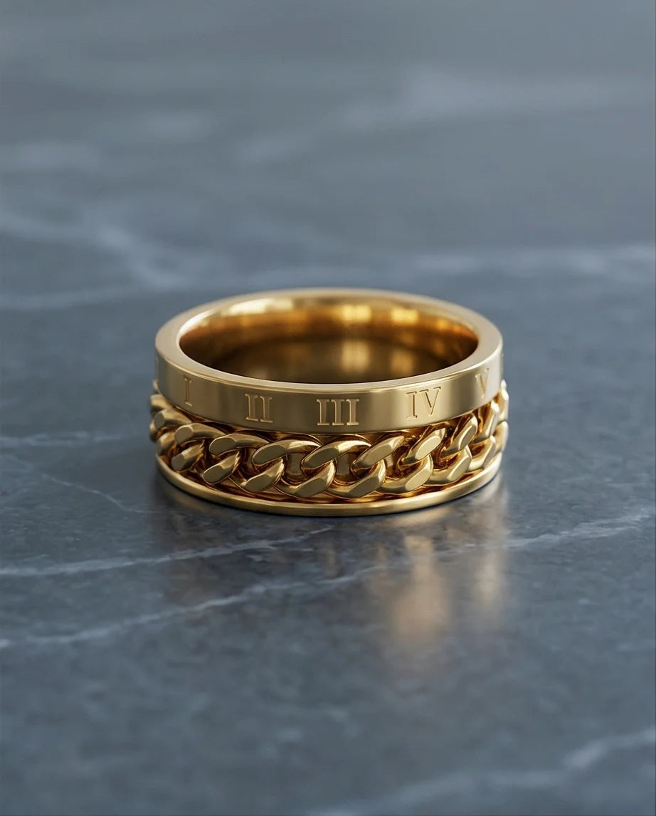 Aurelian Axis: Polished Gold-Tone Fidget Band