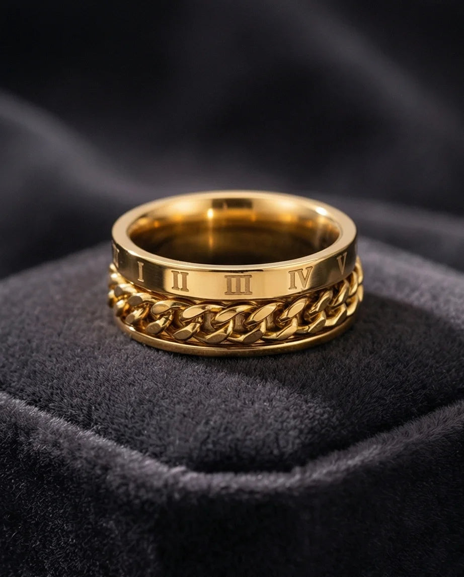 Aurelian Axis: Polished Gold-Tone Fidget Band