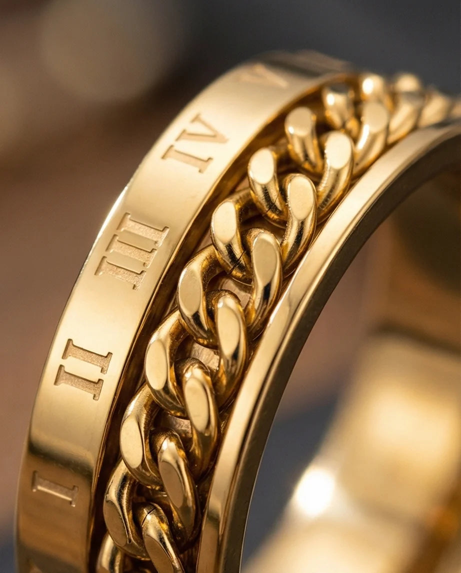 Aurelian Axis: Polished Gold-Tone Fidget Band