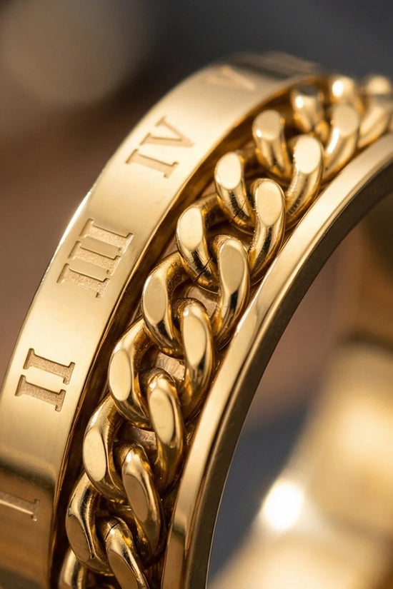 Aurelian Axis: Polished Gold-Tone Fidget Band