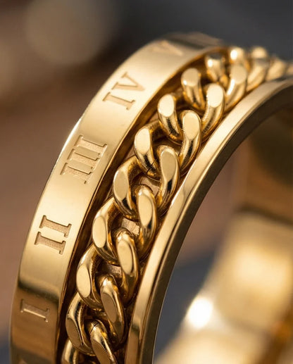 Aurelian Axis: Polished Gold-Tone Fidget Band