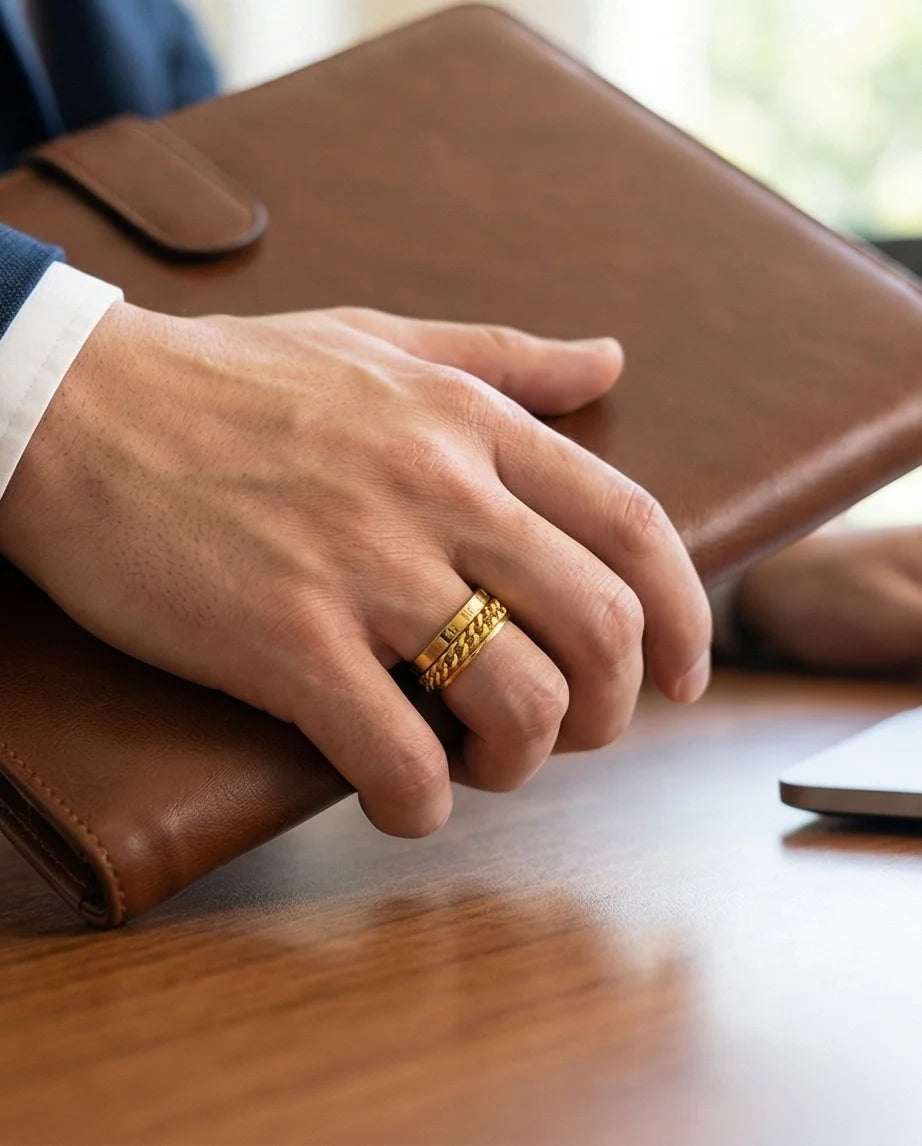 Aurelian Axis: Polished Gold-Tone Fidget Band