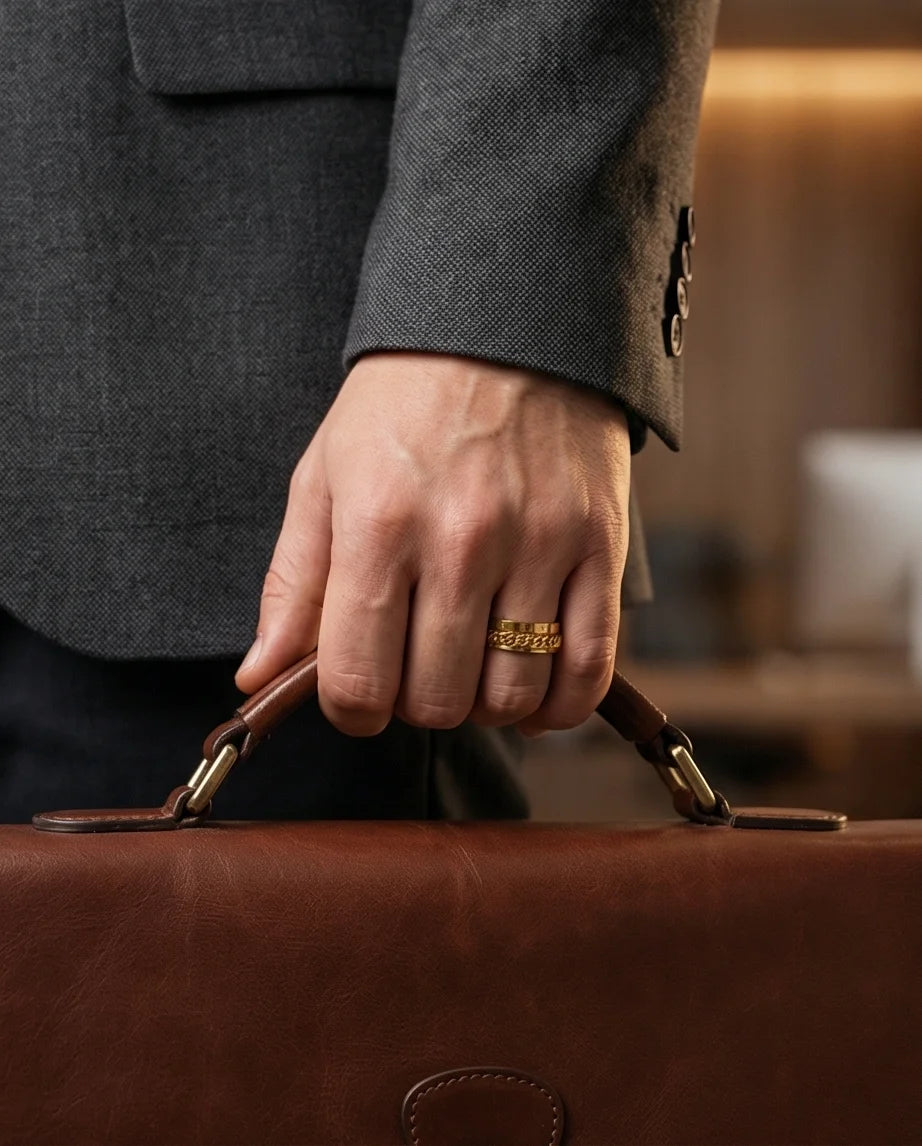 Aurelian Axis: Polished Gold-Tone Fidget Band