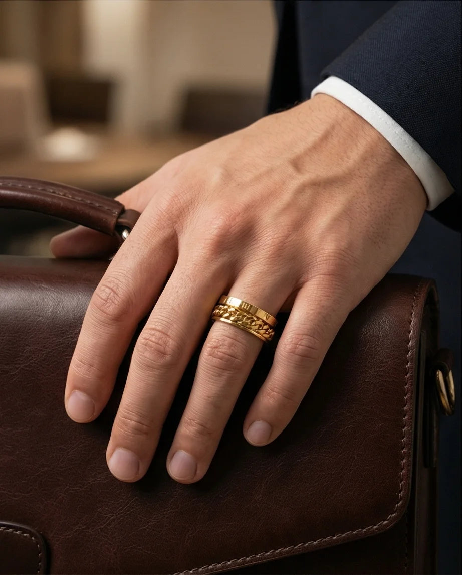 Aurelian Axis: Polished Gold-Tone Fidget Band