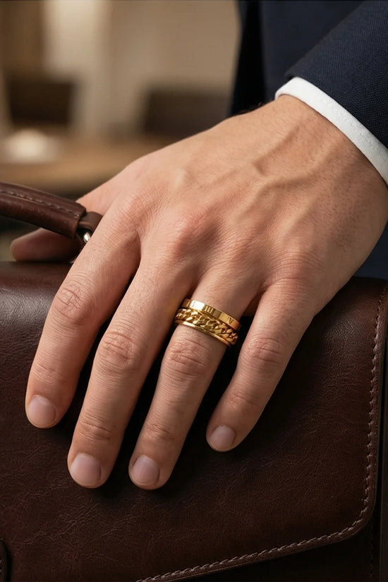 Aurelian Axis: Polished Gold-Tone Fidget Band