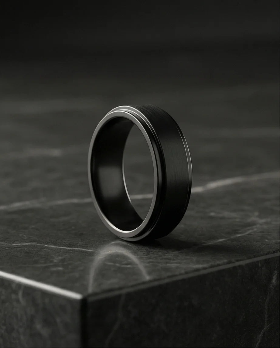 The Obsidian Tier: Stepped Matte Black Band