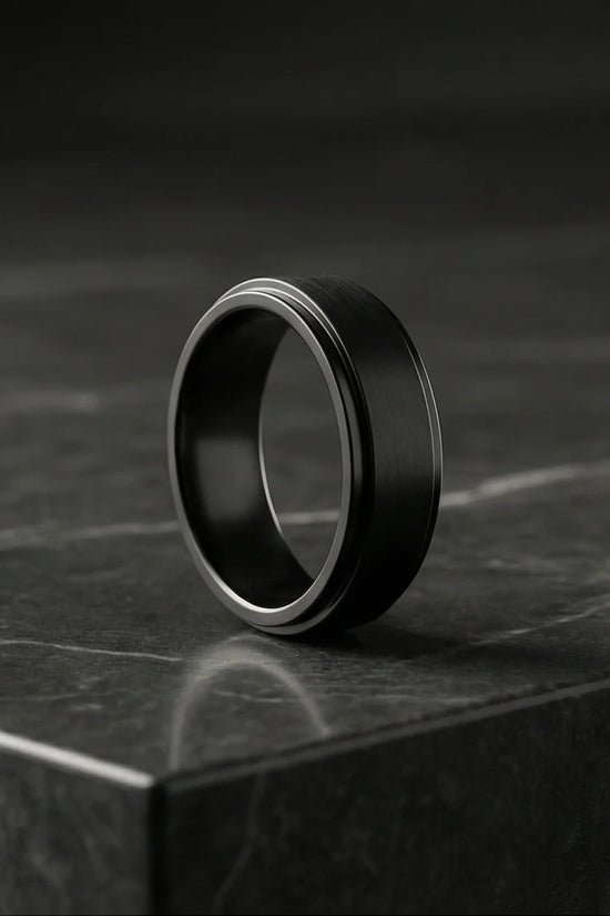 The Obsidian Tier: Stepped Matte Black Band