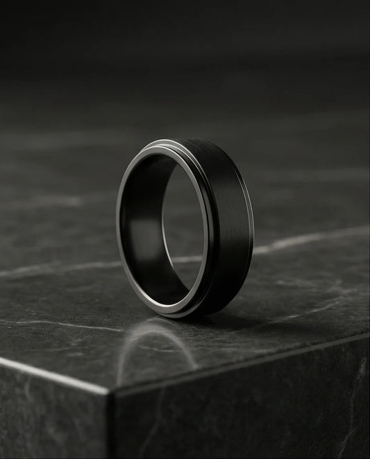 The Obsidian Tier: Stepped Matte Black Band