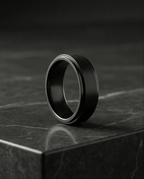 The Obsidian Tier: Stepped Matte Black Band