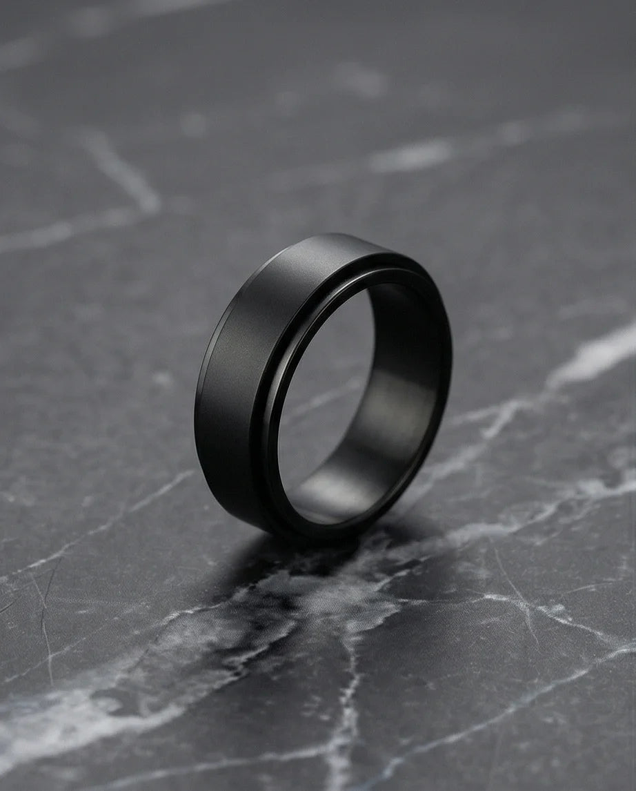 The Obsidian Tier: Stepped Matte Black Band